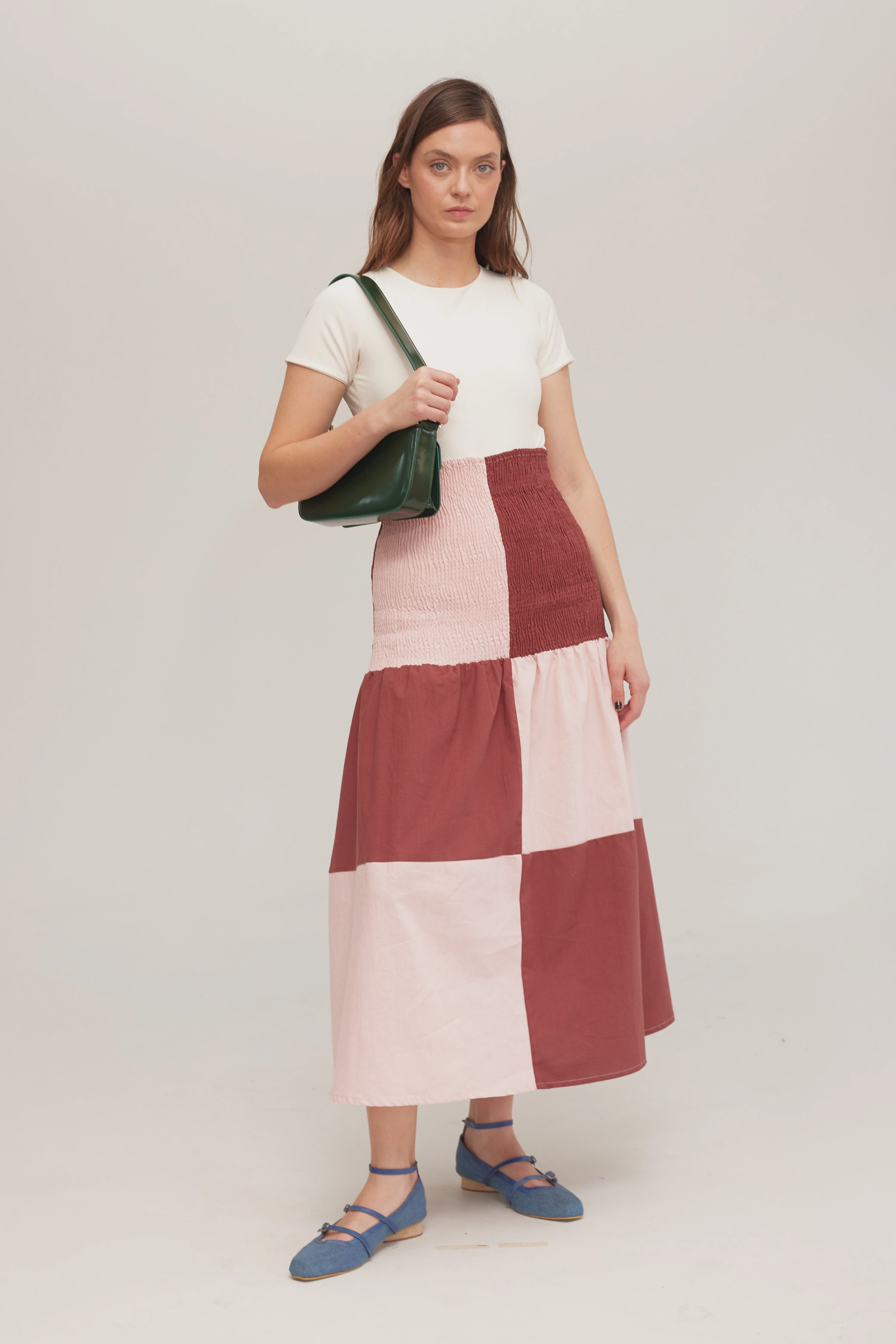 Blush Shirred Skirt 