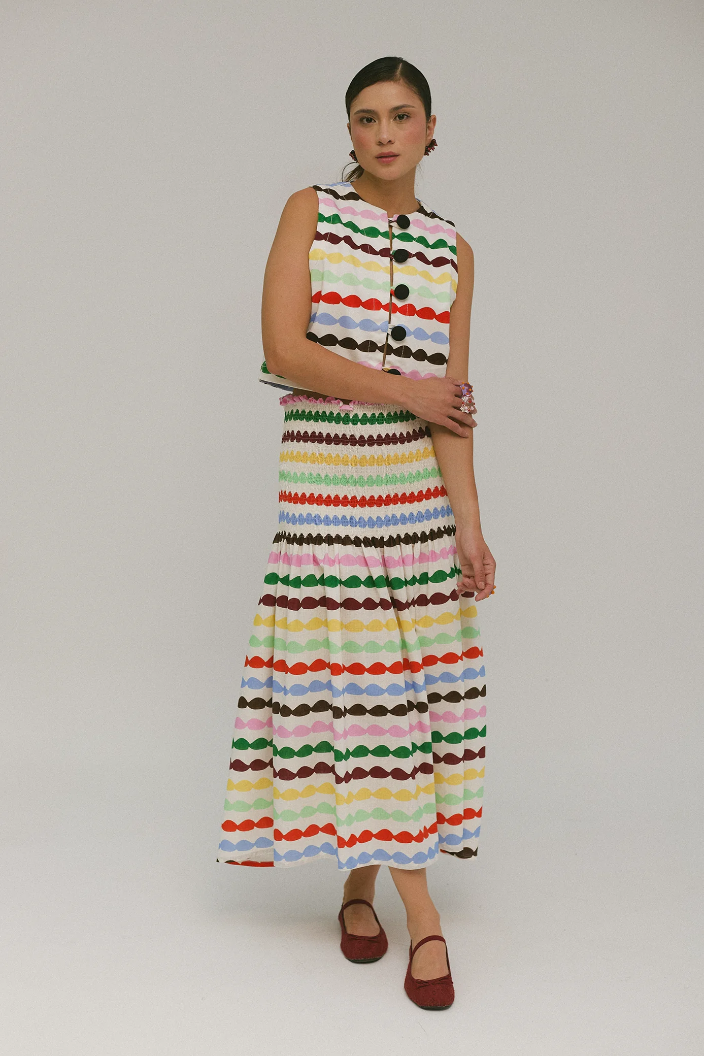 Rainbow Shirred Skirt
