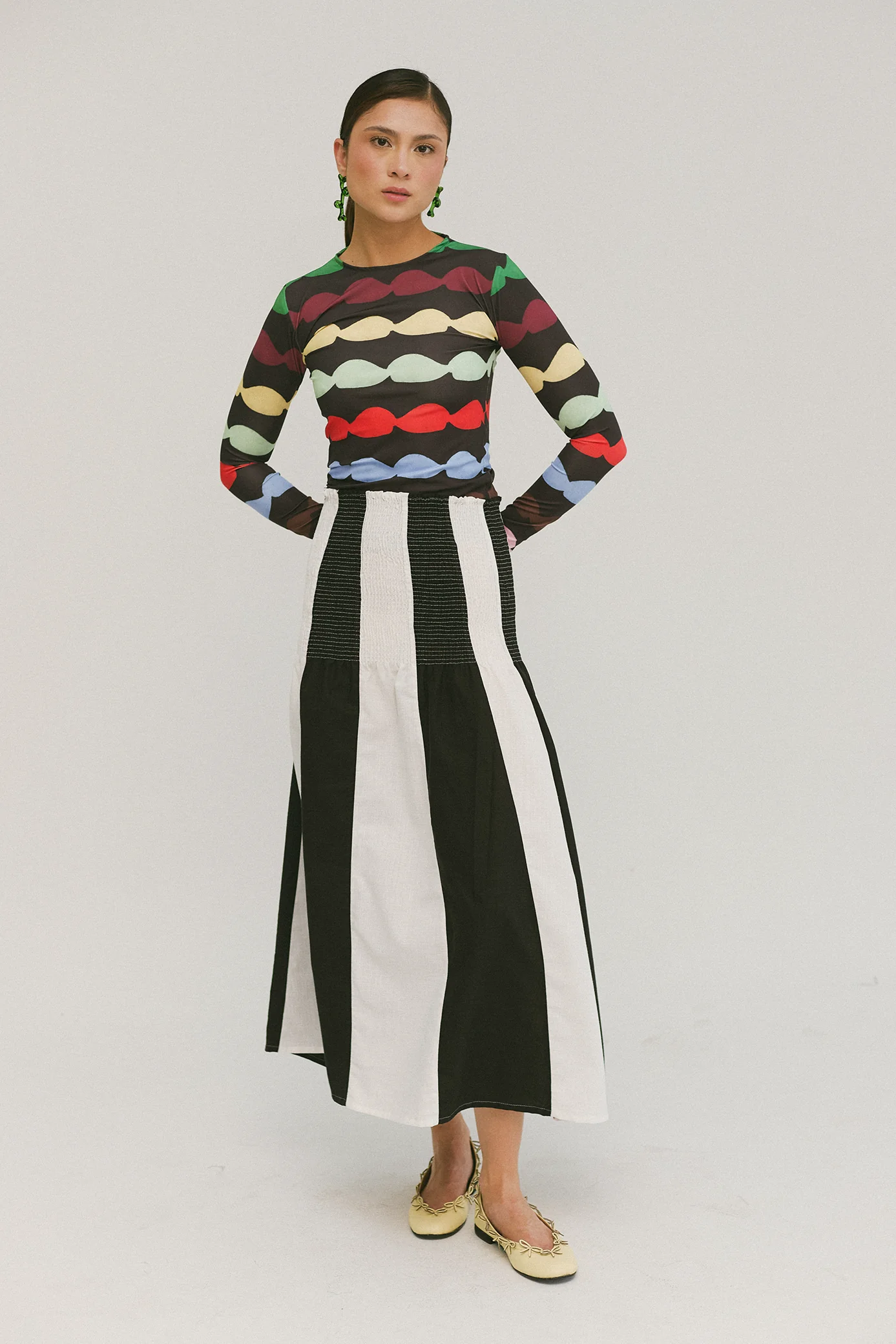 Bicolor Shirred Skirt - Image 4