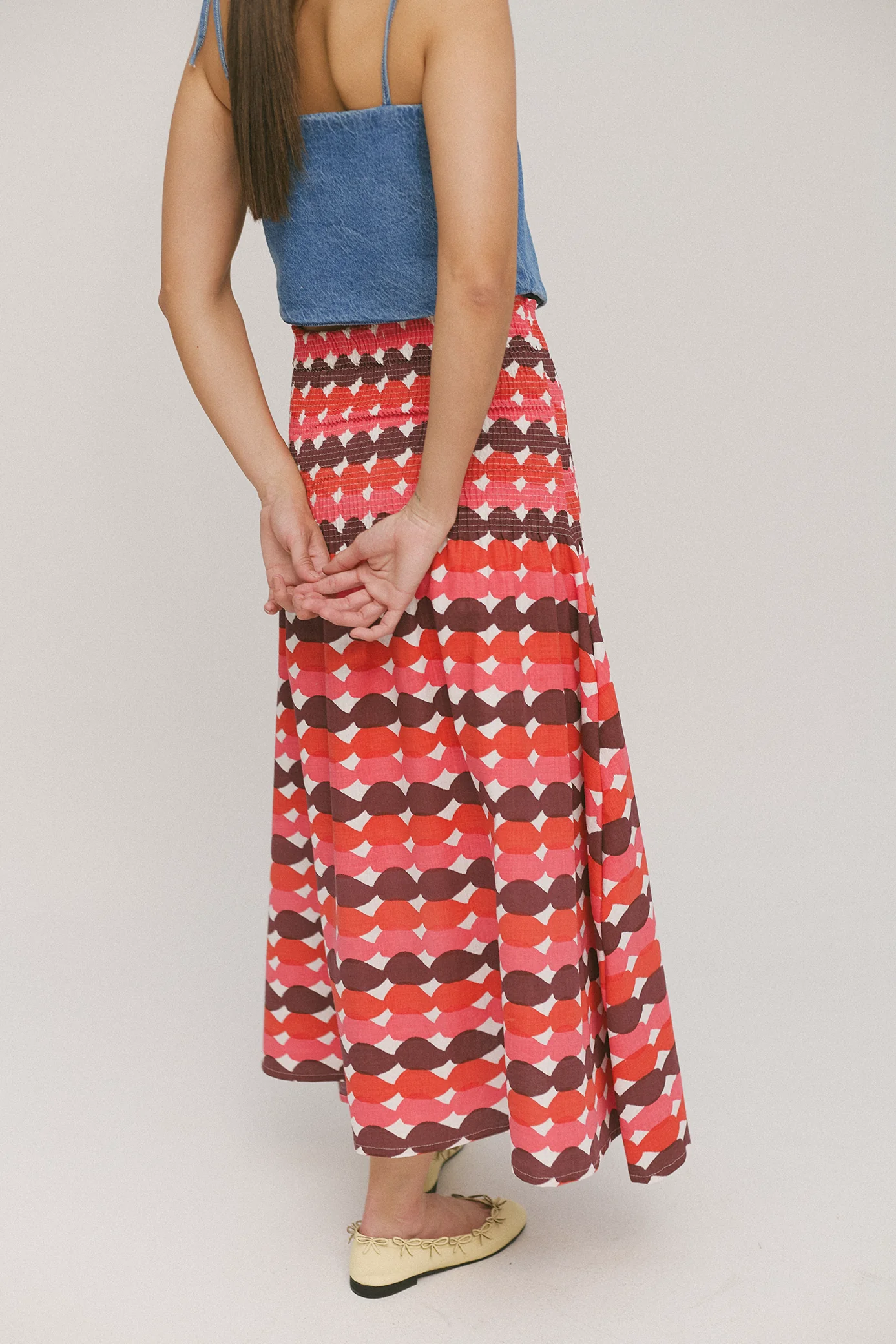Red Glazed Shirred Skirt - Image 3